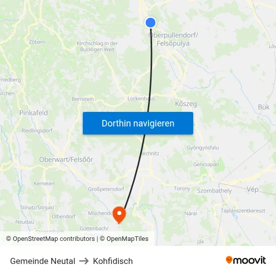 Gemeinde Neutal to Kohfidisch map