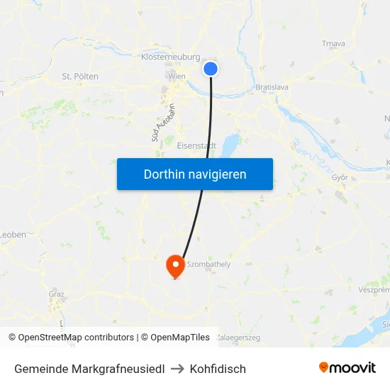 Gemeinde Markgrafneusiedl to Kohfidisch map