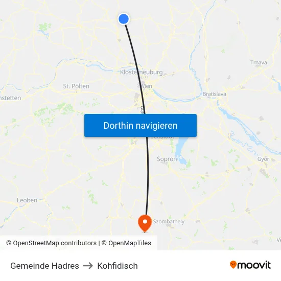 Gemeinde Hadres to Kohfidisch map