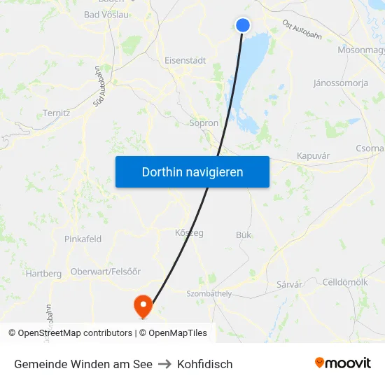Gemeinde Winden am See to Kohfidisch map