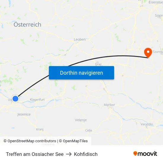 Treffen am Ossiacher See to Kohfidisch map