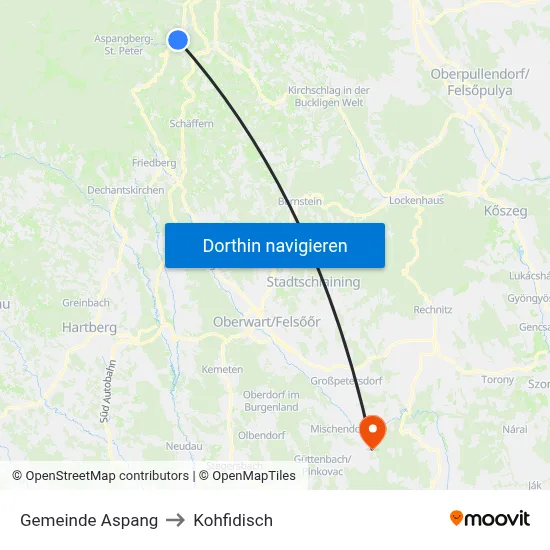 Gemeinde Aspang to Kohfidisch map