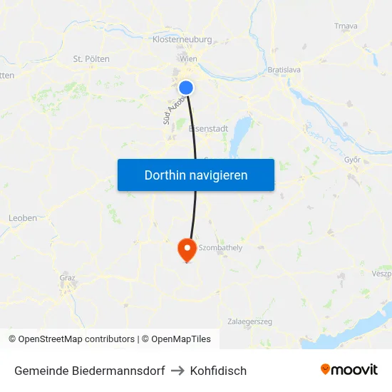 Gemeinde Biedermannsdorf to Kohfidisch map