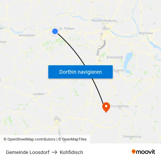 Gemeinde Loosdorf to Kohfidisch map