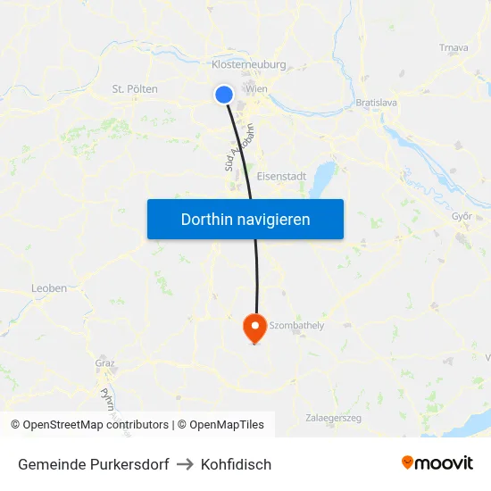 Gemeinde Purkersdorf to Kohfidisch map