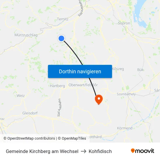 Gemeinde Kirchberg am Wechsel to Kohfidisch map