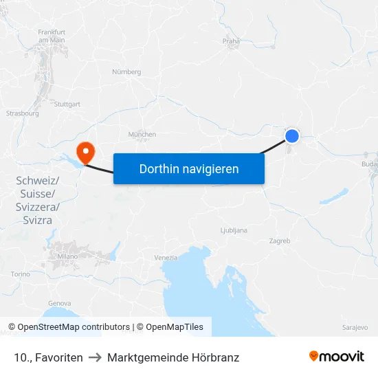 10., Favoriten to Marktgemeinde Hörbranz map