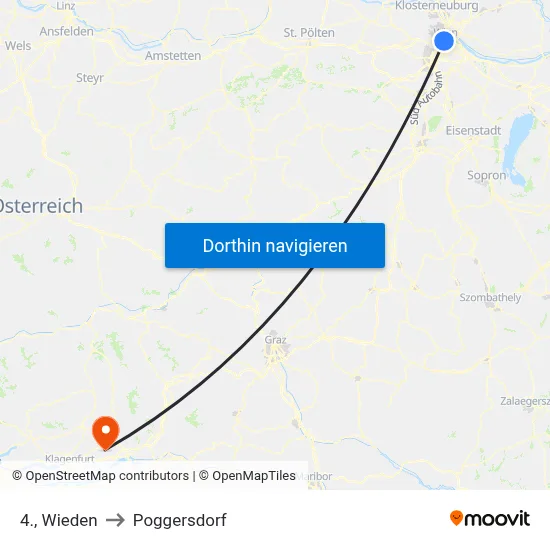 4., Wieden to Poggersdorf map