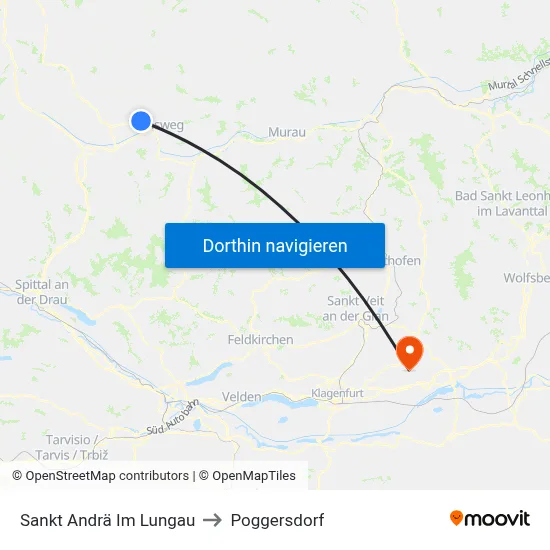Sankt Andrä Im Lungau to Poggersdorf map