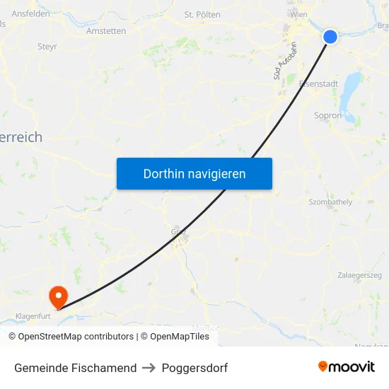 Gemeinde Fischamend to Poggersdorf map
