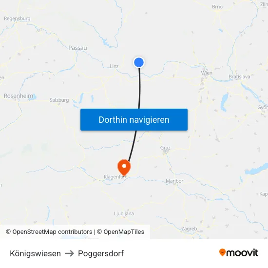 Königswiesen to Poggersdorf map