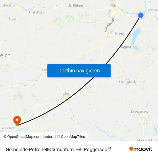 Gemeinde Petronell-Carnuntum to Poggersdorf map
