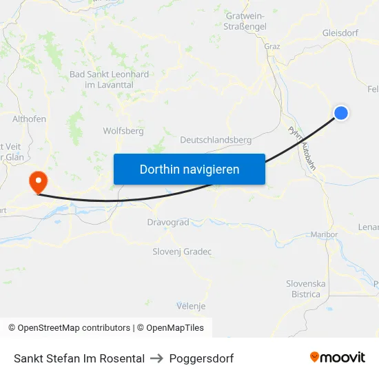 Sankt Stefan Im Rosental to Poggersdorf map