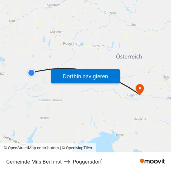 Gemeinde Mils Bei Imst to Poggersdorf map