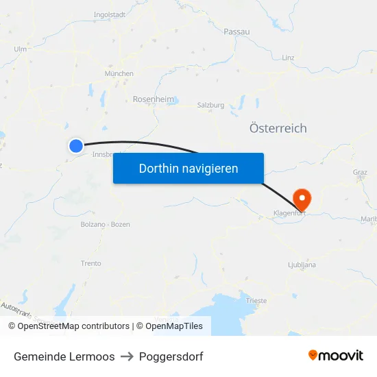 Gemeinde Lermoos to Poggersdorf map