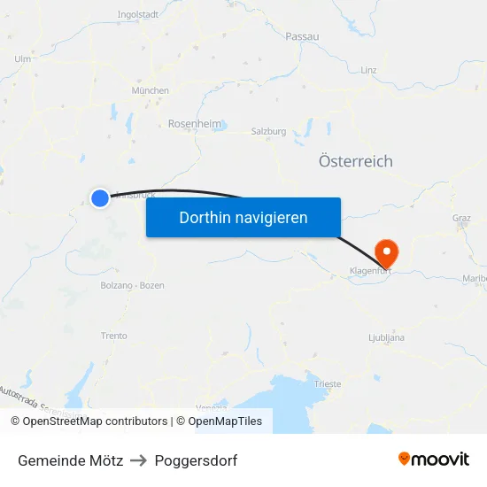 Gemeinde Mötz to Poggersdorf map