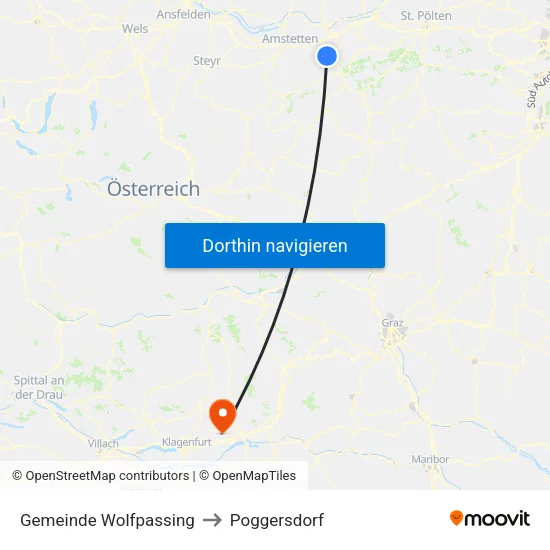 Gemeinde Wolfpassing to Poggersdorf map