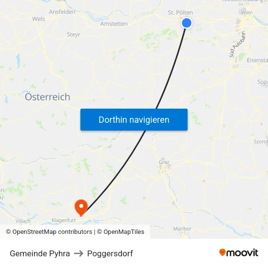 Gemeinde Pyhra to Poggersdorf map