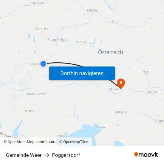 Gemeinde Weer to Poggersdorf map
