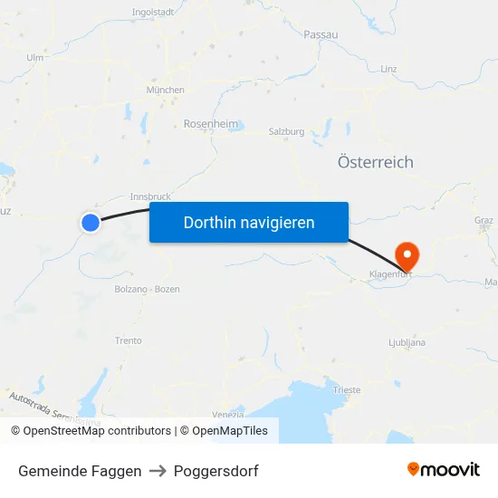 Gemeinde Faggen to Poggersdorf map