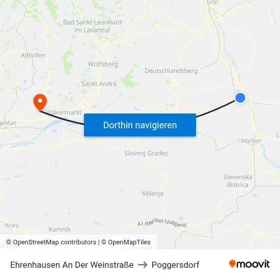 Ehrenhausen An Der Weinstraße to Poggersdorf map