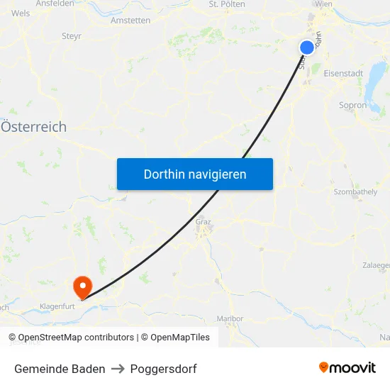 Gemeinde Baden to Poggersdorf map