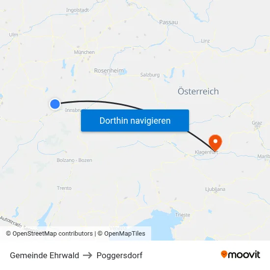 Gemeinde Ehrwald to Poggersdorf map