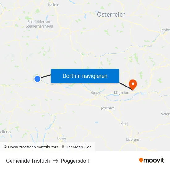 Gemeinde Tristach to Poggersdorf map