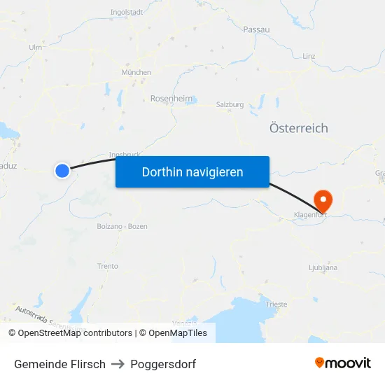 Gemeinde Flirsch to Poggersdorf map