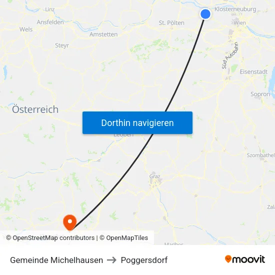 Gemeinde Michelhausen to Poggersdorf map