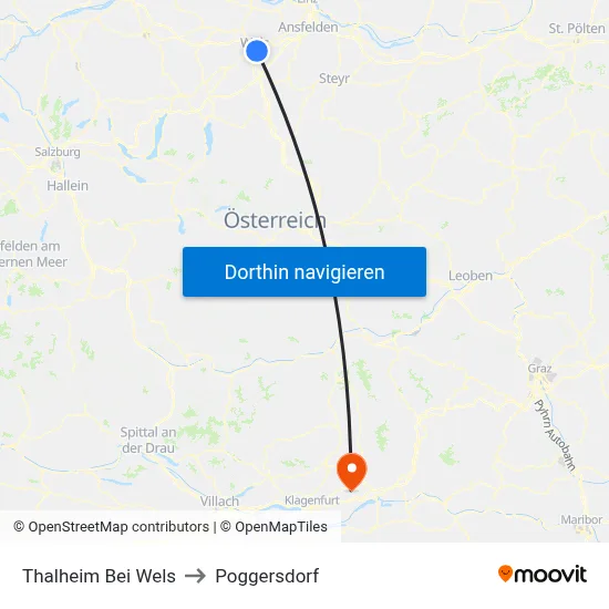 Thalheim Bei Wels to Poggersdorf map