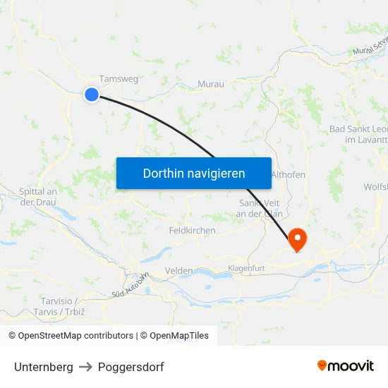 Unternberg to Poggersdorf map
