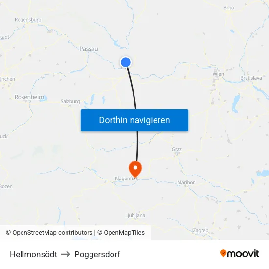 Hellmonsödt to Poggersdorf map