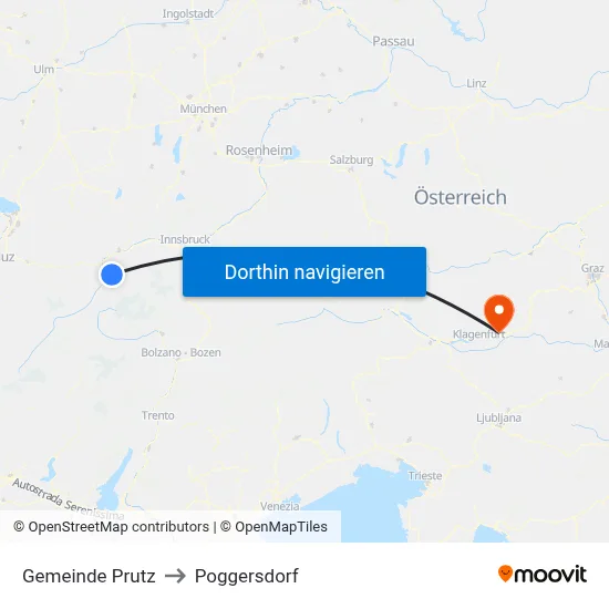 Gemeinde Prutz to Poggersdorf map
