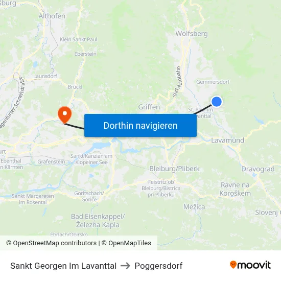 Sankt Georgen Im Lavanttal to Poggersdorf map