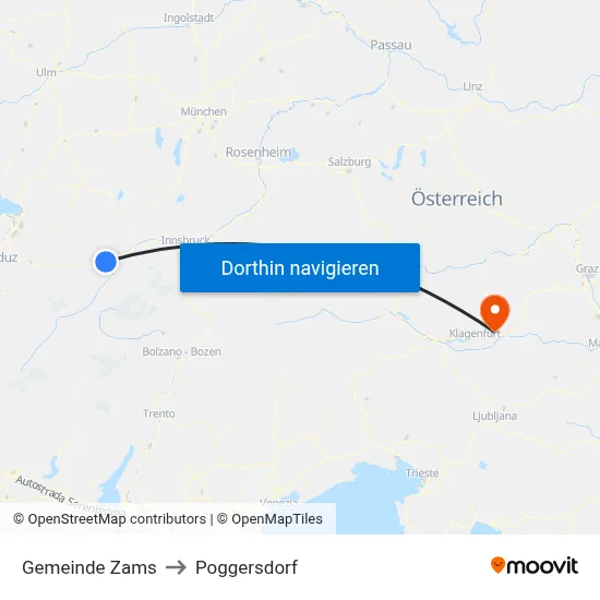 Gemeinde Zams to Poggersdorf map