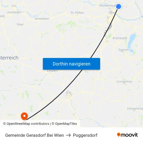 Gemeinde Gerasdorf Bei Wien to Poggersdorf map