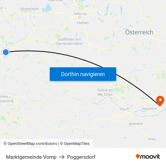 Marktgemeinde Vomp to Poggersdorf map