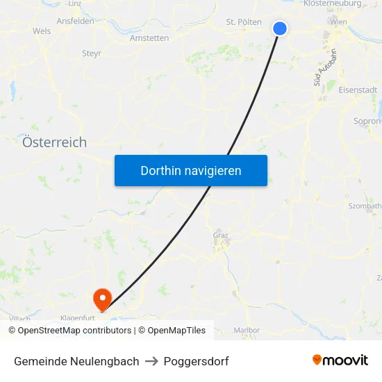 Gemeinde Neulengbach to Poggersdorf map