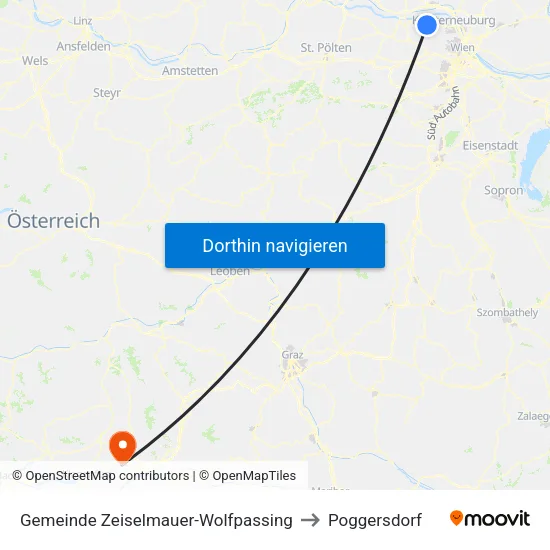 Gemeinde Zeiselmauer-Wolfpassing to Poggersdorf map