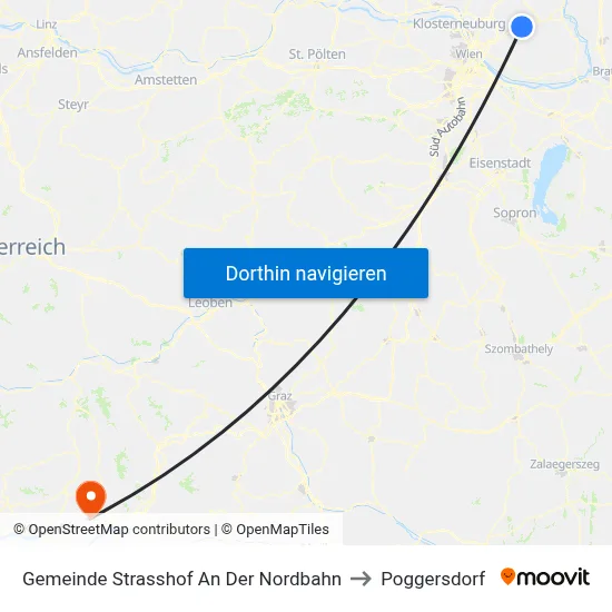 Gemeinde Strasshof An Der Nordbahn to Poggersdorf map