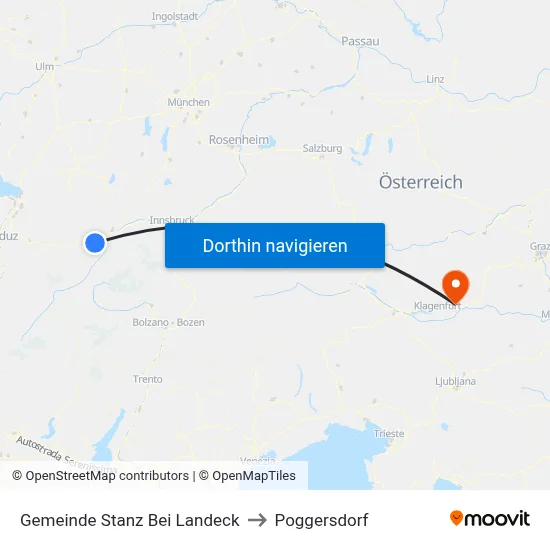 Gemeinde Stanz Bei Landeck to Poggersdorf map