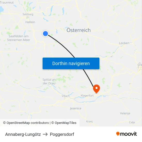 Annaberg-Lungötz to Poggersdorf map