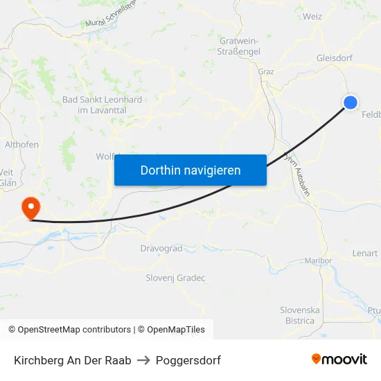 Kirchberg An Der Raab to Poggersdorf map