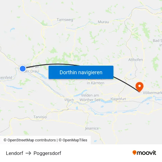 Lendorf to Poggersdorf map