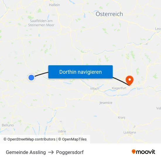 Gemeinde Assling to Poggersdorf map