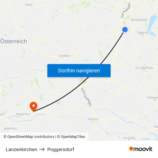 Lanzenkirchen to Poggersdorf map