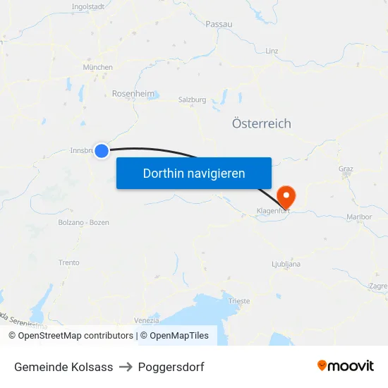 Gemeinde Kolsass to Poggersdorf map
