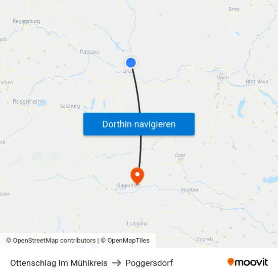 Ottenschlag Im Mühlkreis to Poggersdorf map