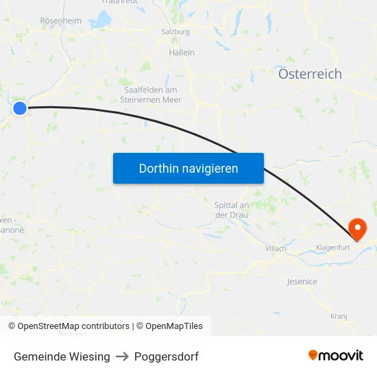 Gemeinde Wiesing to Poggersdorf map